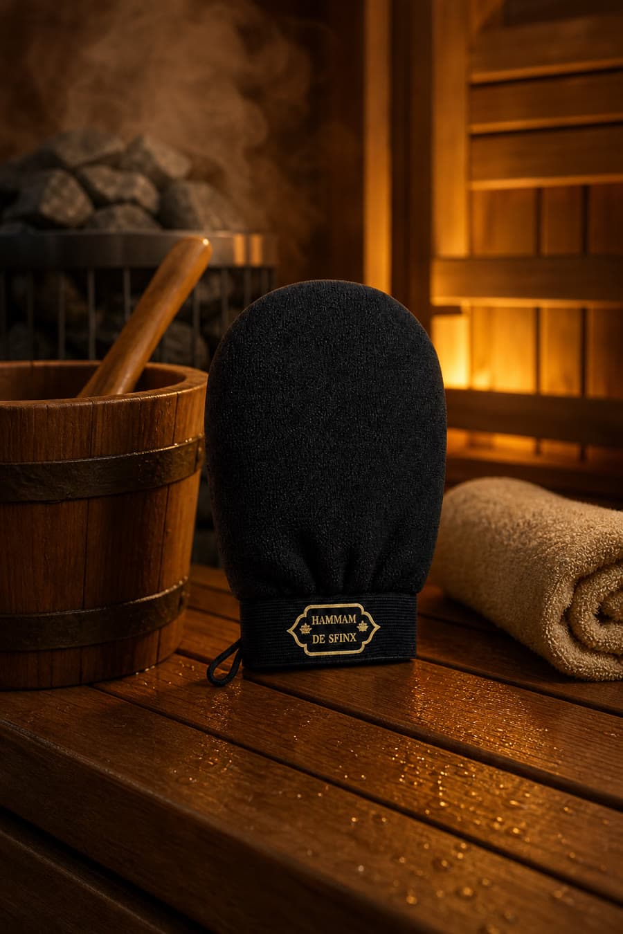 Relaxing skincare moment in the sauna